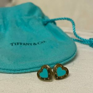Tiffany’s heart shaped teal earrings